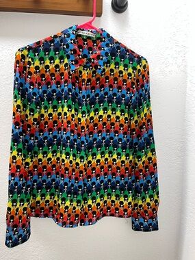 Alice + Olivia Willa Stace Silk face cheerful Button-Down Shirt S